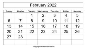2022 February Calendar
