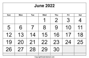 June 2022 Calendar PDF