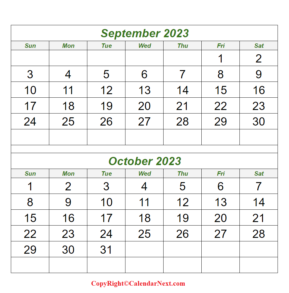 September October 2023 Calendar With Holidays