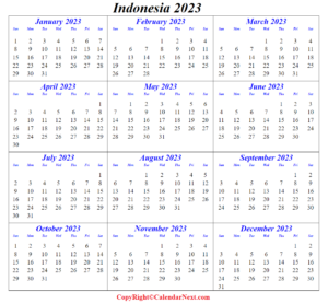 Indonesia 2023 Calendar PDF