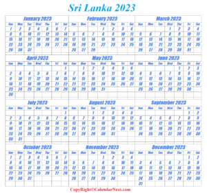 Sri Lanka 2023 Calendar