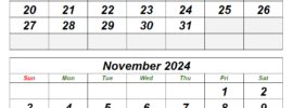 October & November 2024 Printable Calendar