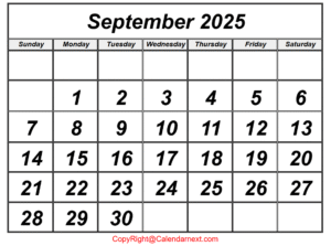 September 2025 Calendar