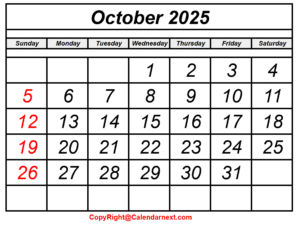 October Calendar 2025