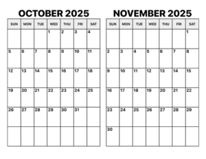 October November 2025 Calendar