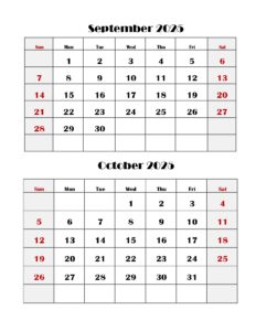 Printable September October 2025 Calendar