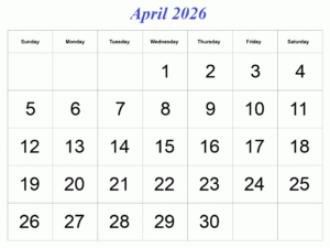 2026 April Calendar