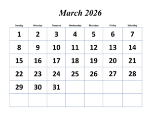 2026 March Calendar