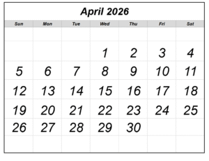 April 2026 Calendar