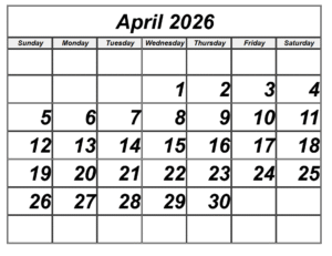 April 2026 Calendar PDF