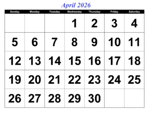 April 2026 Calendar With Holidays
