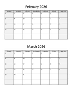 February March 2026 Calendar