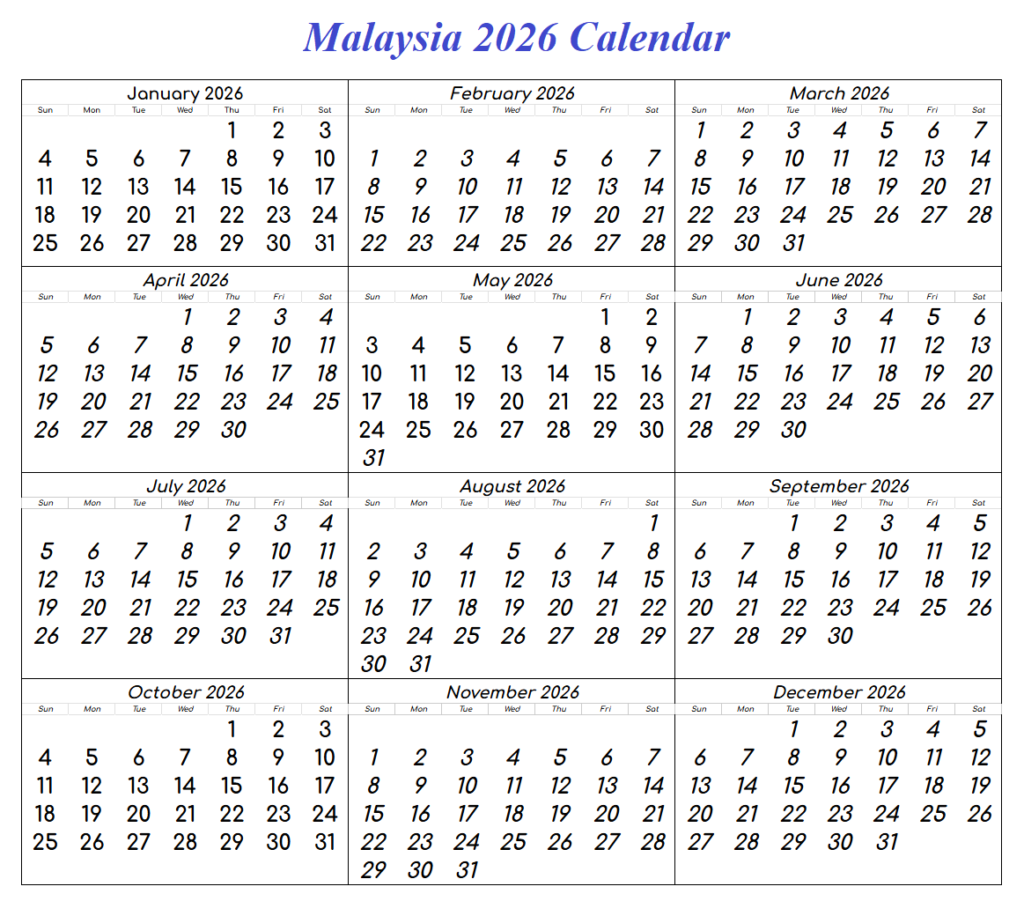 Printable Malaysia 2026 Calendar | Calendar Next