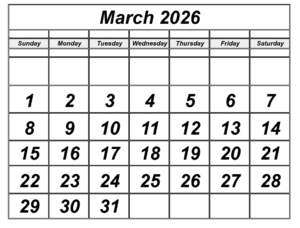 March 2026 Calendar