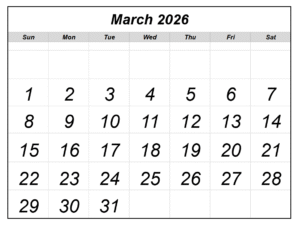 March 2026 Calendar PDF