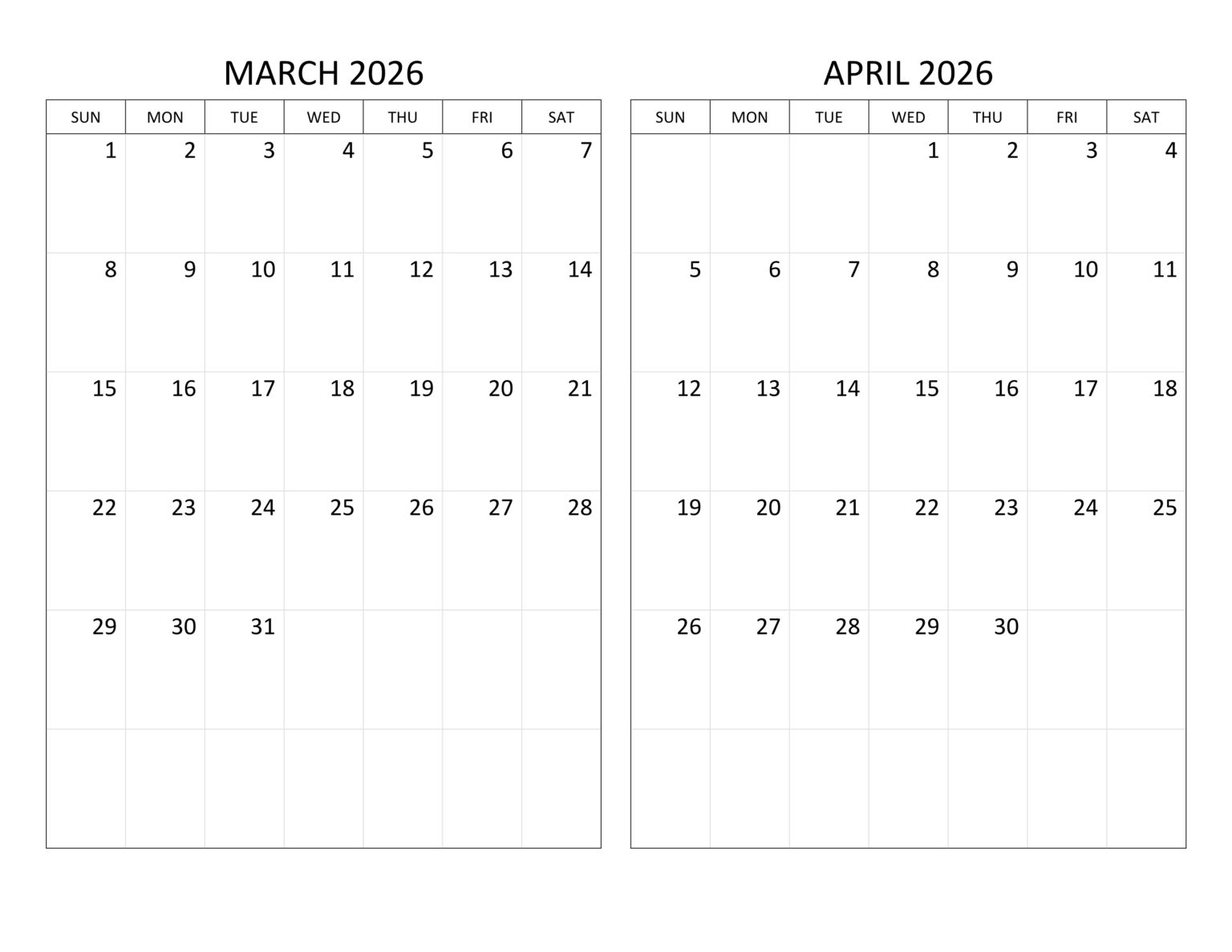 Printable March April 2026 Calendar | Calendar Next