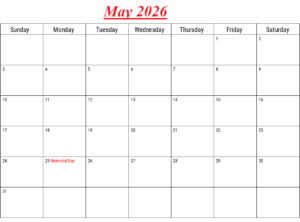 May 2026 Calendar PDF