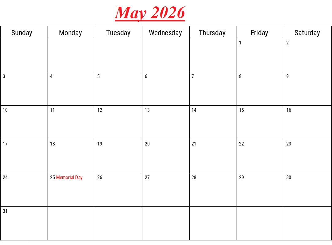 May 2026 Calendar PDF