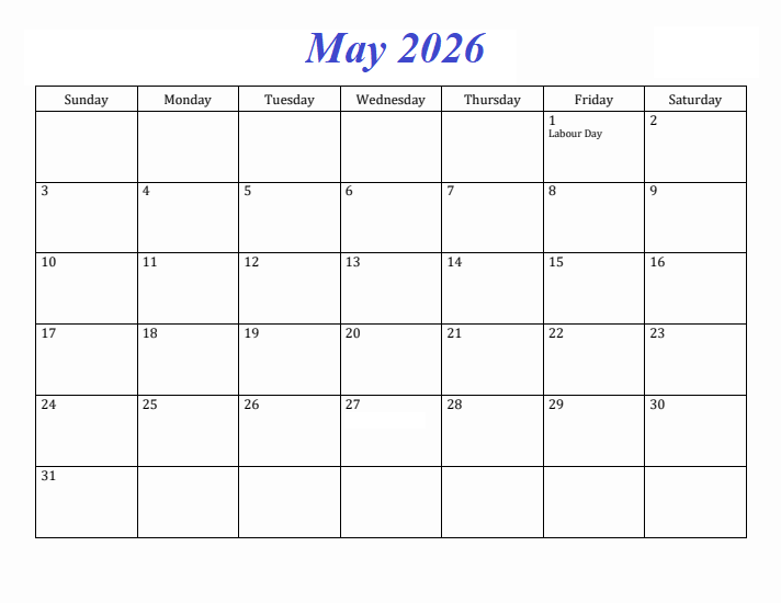 May 2026 Calendar
