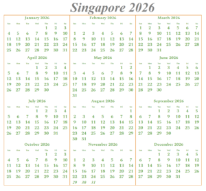 Singapore 2026 Calendar PDF