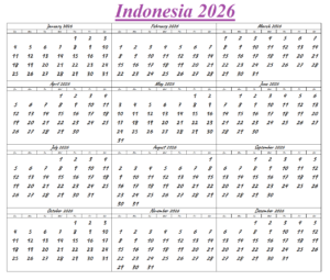 Indonesia 2026 Calendar