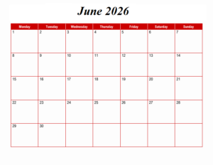 June 2026 Calendar With Holidays