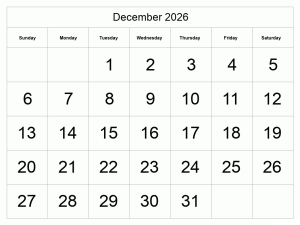December 2026 Calendar With Holidays