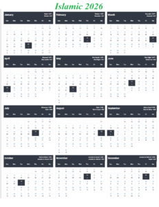 Islamic 2026 Calendar Printable
