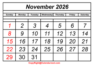 November 2026 Calendar PDF